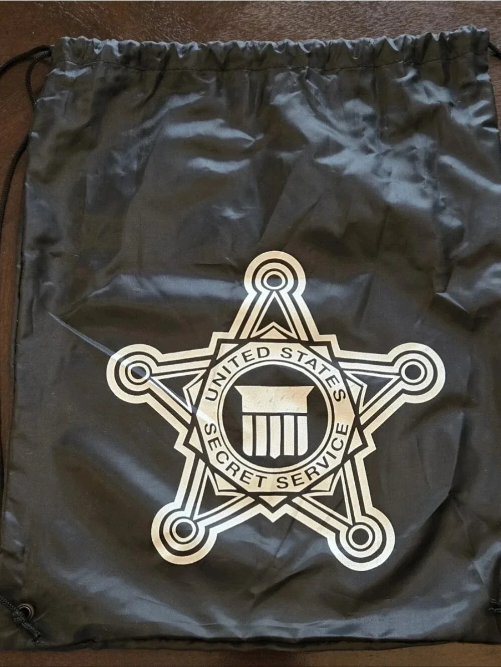 United States Secret Service Black Drawstring Gym Bag USSS
